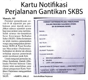 Kartu Notifikasi Perjalanan Gantikan SKBS